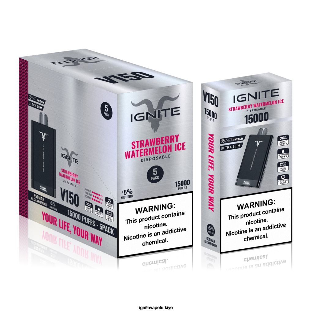 IGNITE V150 vape kalemi 5\'li paket ekşi ahududu 6D6D8X90 - IGNITE Elektronik Sigara