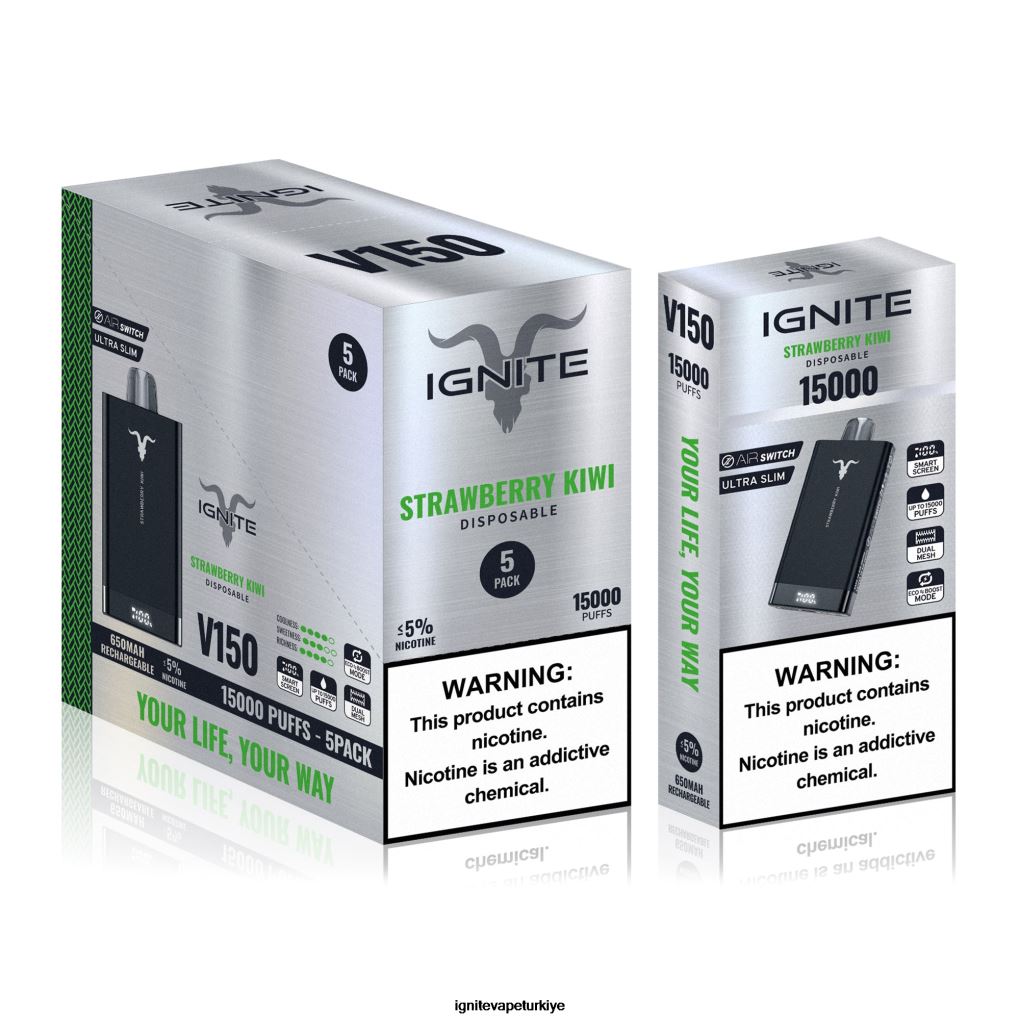 IGNITE V150 vape kalemi 5'li paket çilek kivi 6D6D8X92 - IGNITE Elektronik Sigara Fiyatları