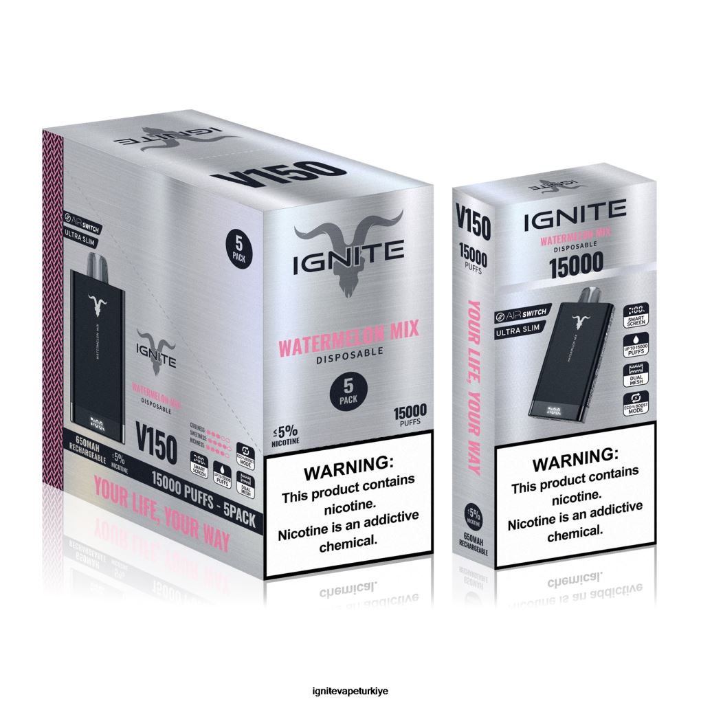 IGNITE V150 vape kalemi 5'li paket karpuz karışımı 6D6D8X95 - IGNITE Pods Review