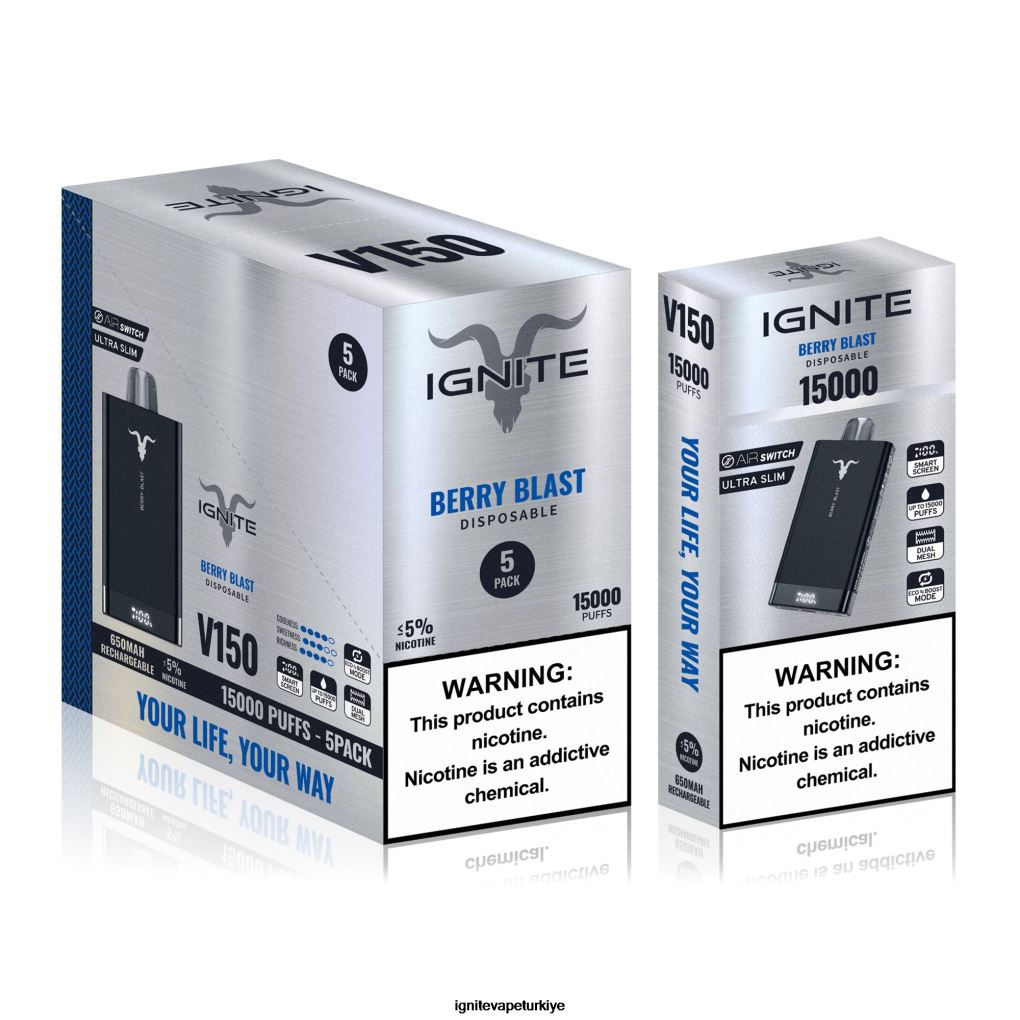 IGNITE V150 vape kalemi 5'li paket meyve patlaması 6D6D8X10 - IGNITE Elektronik Sigara