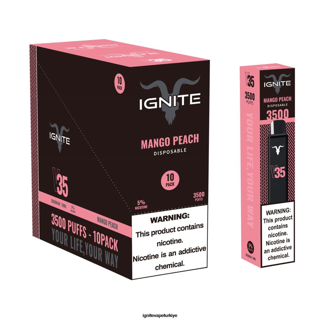IGNITE V35 vape kalemi 10\'lu paket mango şeftali 6D6D8X124 - IGNITE Vaper