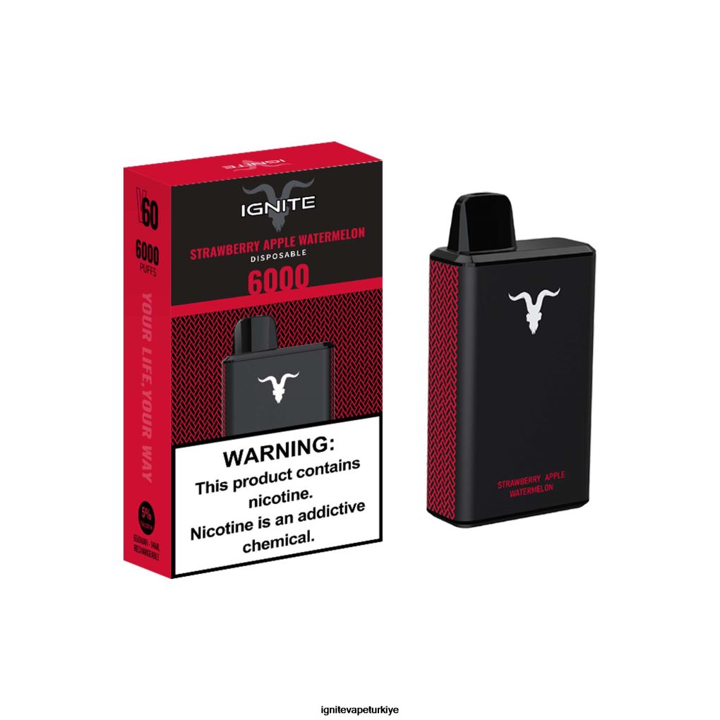 IGNITE V60 elektronik sigara kalemi çilek elma karpuz 6D6D8X36 - IGNITE Vape Türkiye