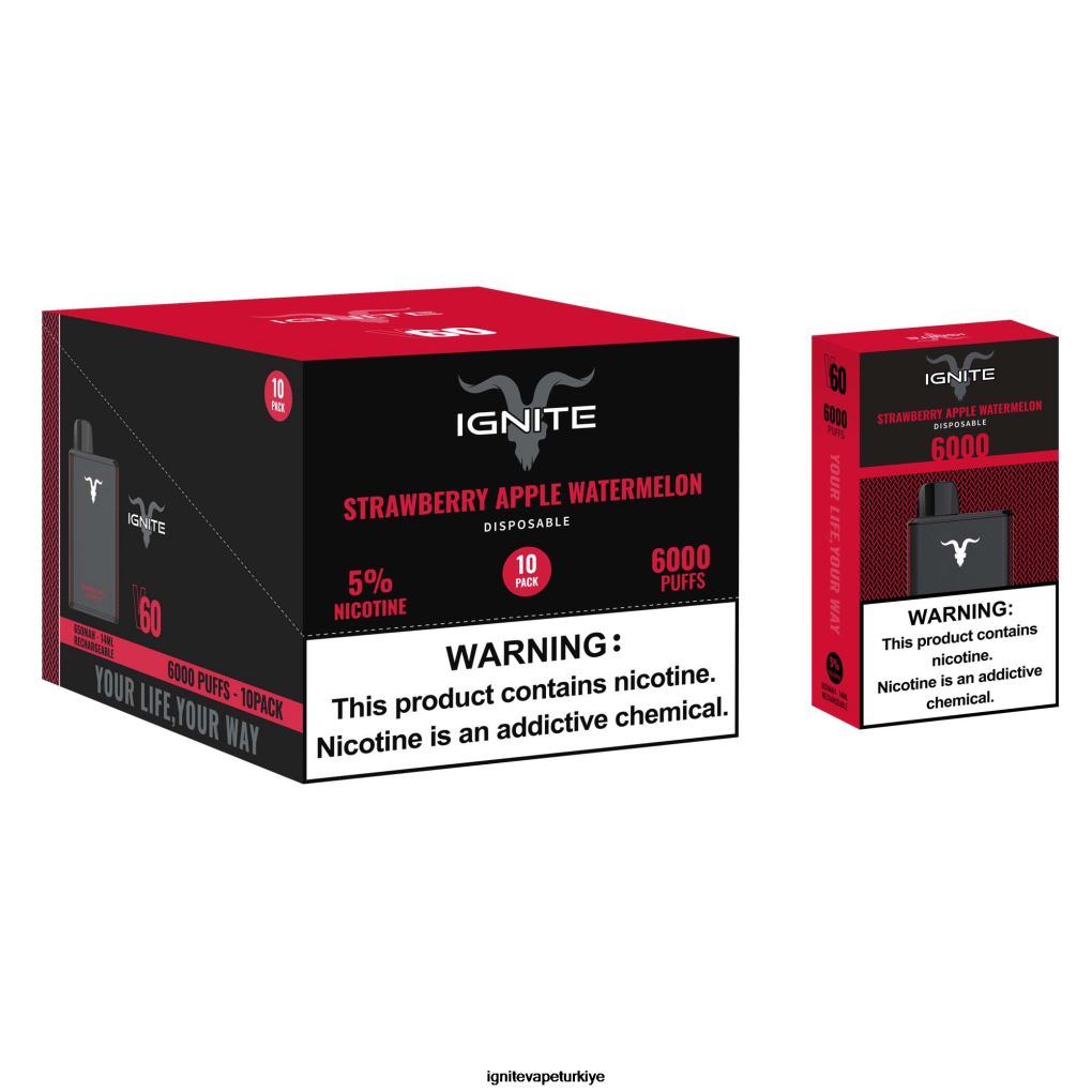 IGNITE V60 vape kalemi 10\'lu paket kiraz buzu 6D6D8X17 - IGNITE Türkiye