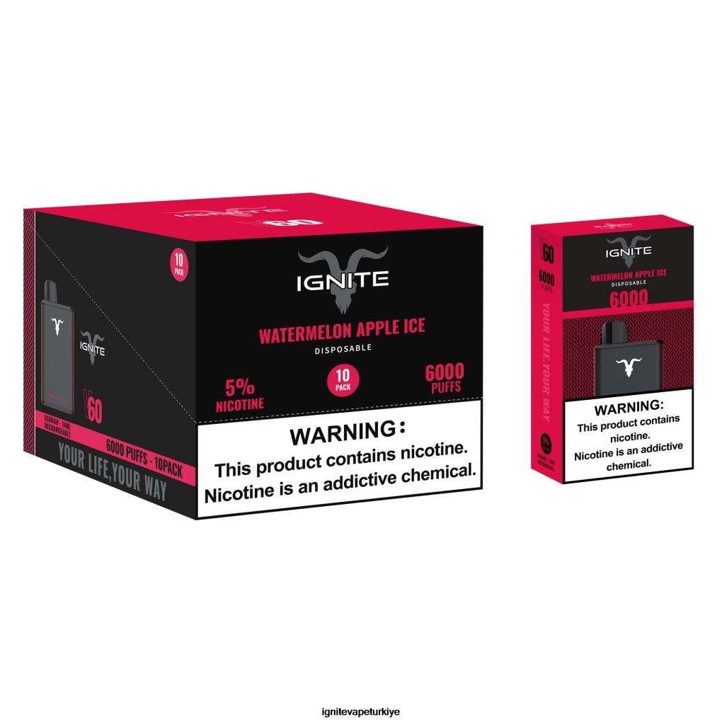 IGNITE V60 vape kalemi 10\'lu paket mavi ahududu buz 6D6D8X15 - IGNITE Pods Review