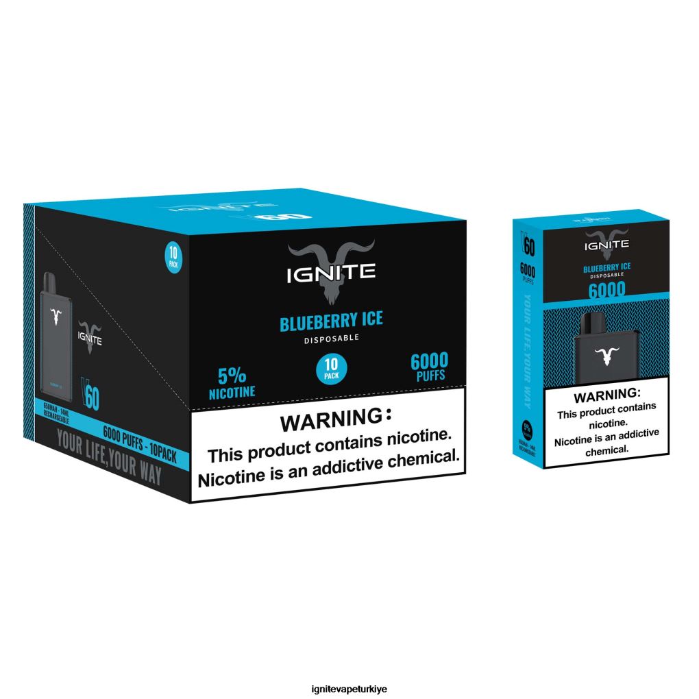 IGNITE V60 vape kalemi 10'lu paket yaban mersinli buz 6D6D8X13 - IGNITE Reviews