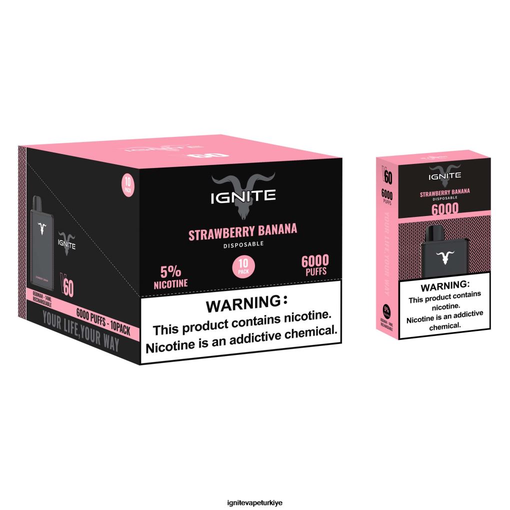 IGNITE V60 vape kalemi 10\'lu paket üzüm buzu 6D6D8X18 - IGNITE Puff Türkiye