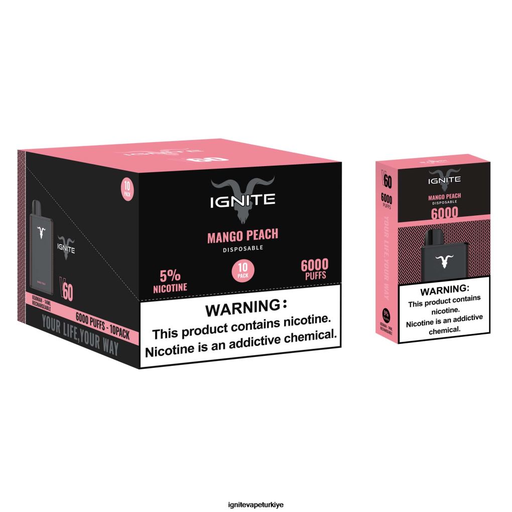 IGNITE V60 vape kalemi 10\'lu paket üzüm buzu 6D6D8X18 - IGNITE Puff Türkiye