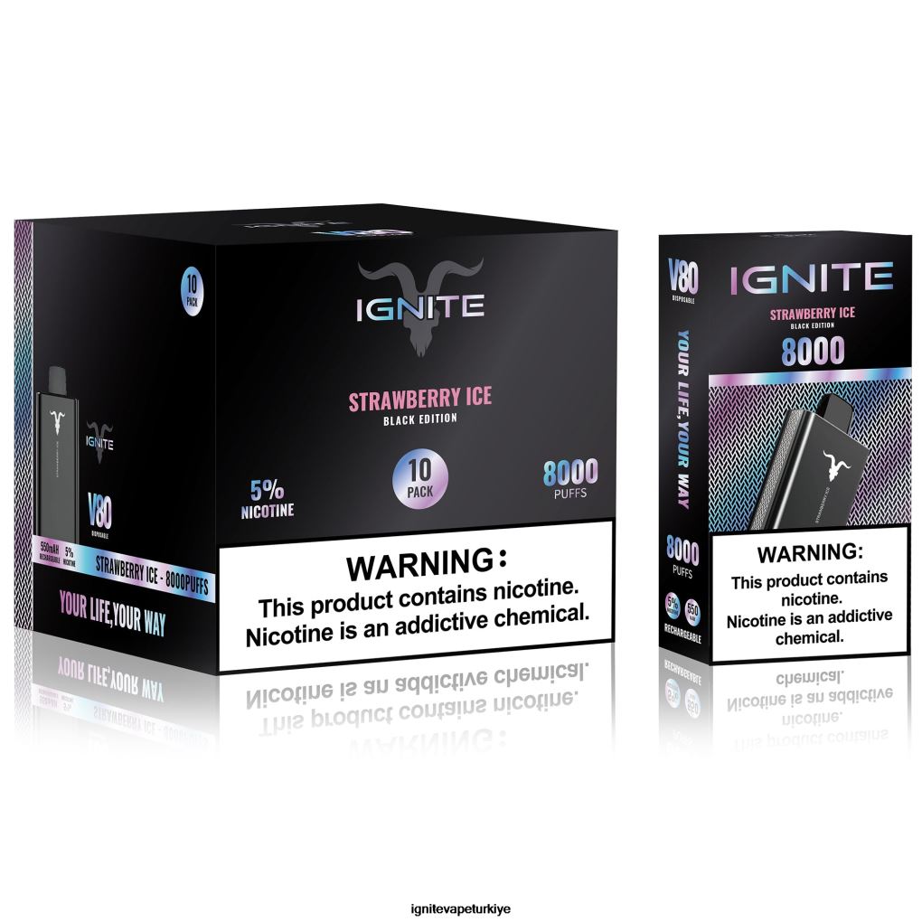 IGNITE V80 vape kalemi 10'lu paket çilekli buz 6D6D8X63 - IGNITE Reviews