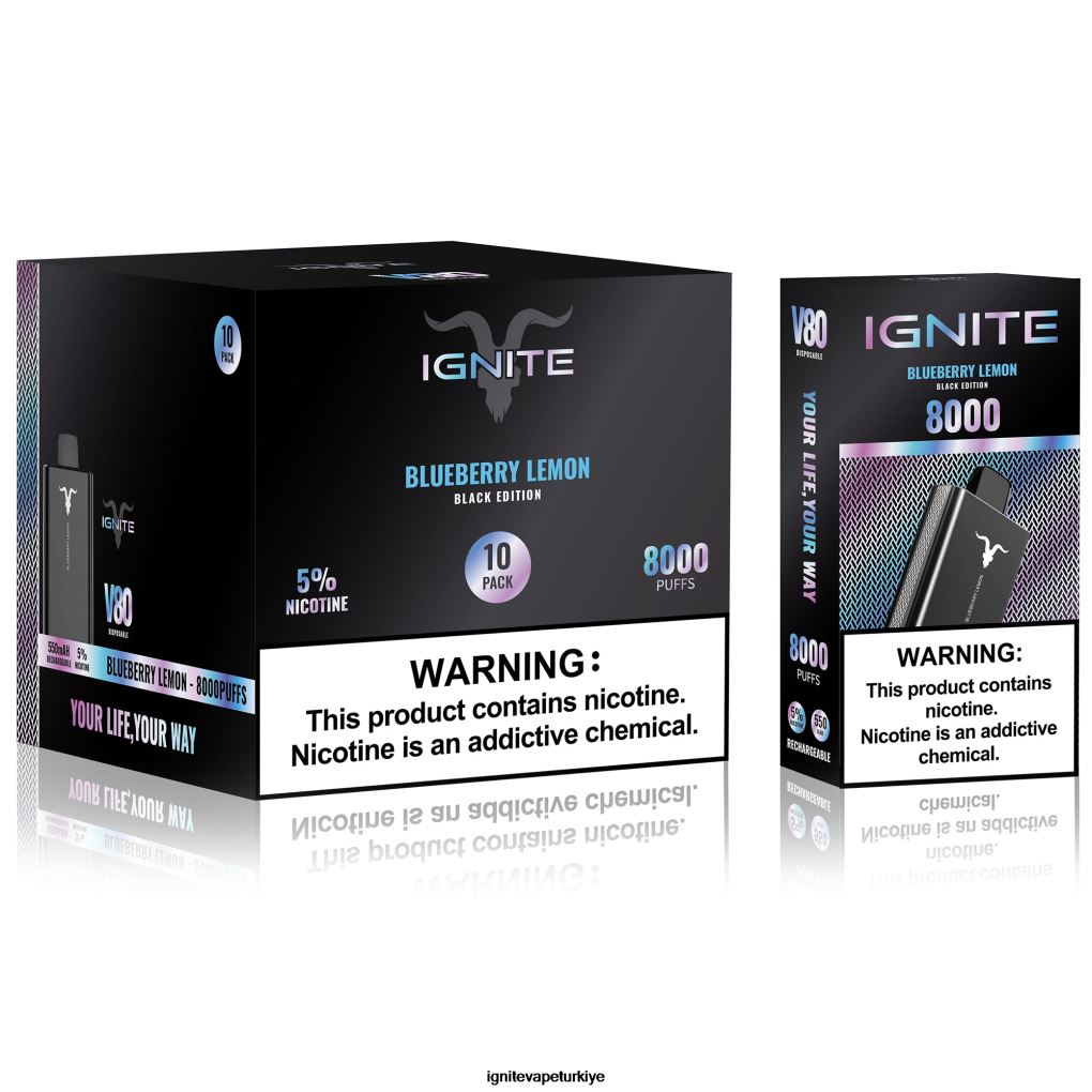 IGNITE V80 vape kalemi 10'lu paket yaban mersini limonu 6D6D8X55 - IGNITE Pods Review